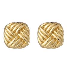 Burren 18ct Gold Plated Vixen Cushion Woven Knot Earrings
