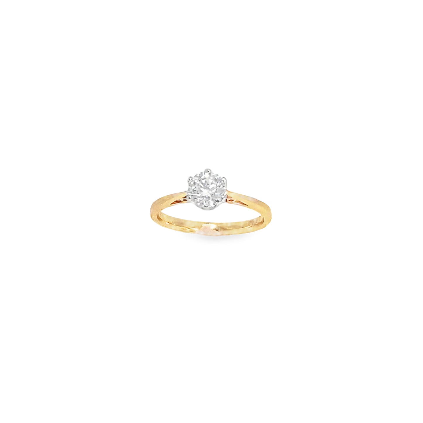 18ct Yellow Gold Six Claw Round Brilliant Solitaire Diamond Ring 0.81ct