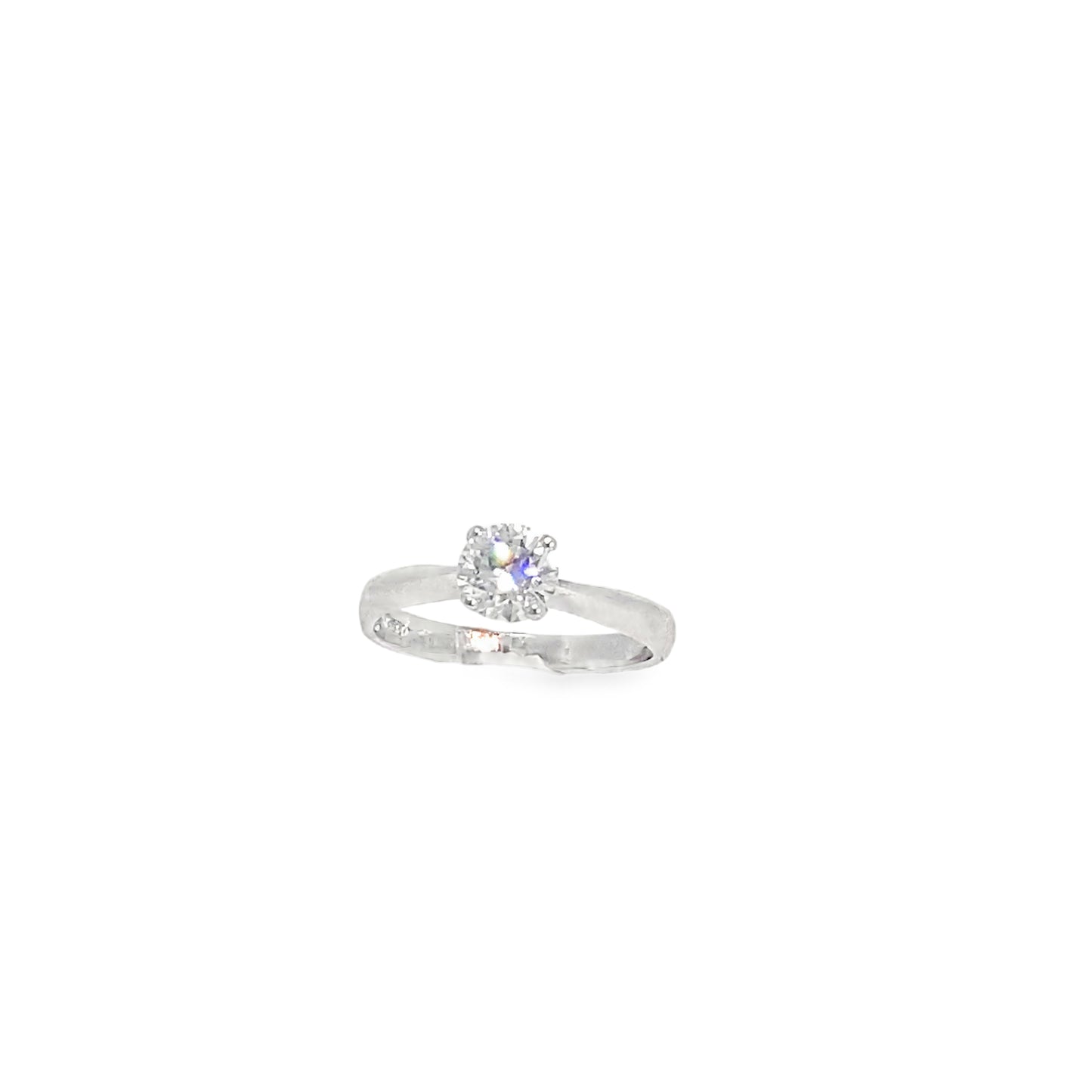 Platinum Four Claw Round Brilliant Diamond Ring 0.72ct