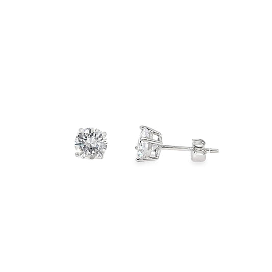 Sterling Silver 6mm Round CZ Earrings