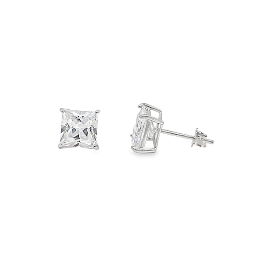 Sterling Silver 7mm Square CZ Earrings