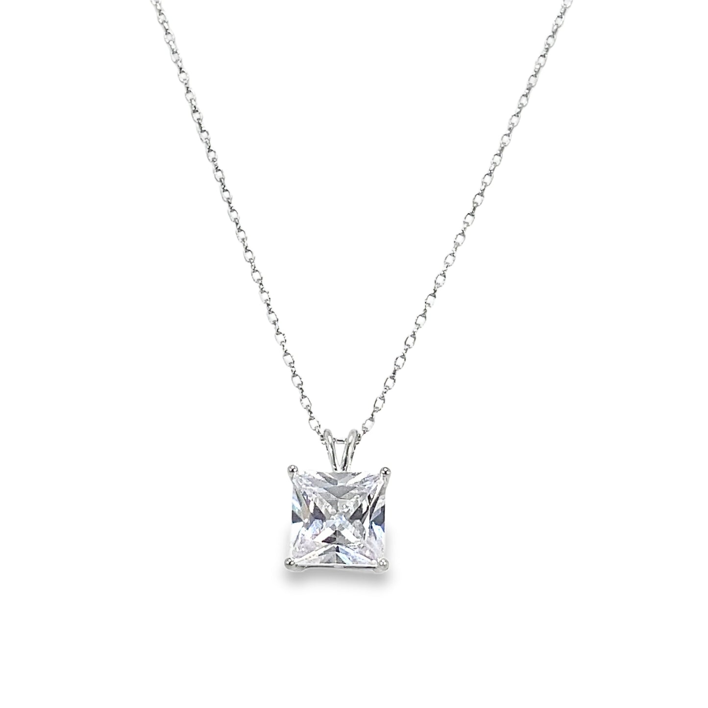 Sterling Silver 9mm Square CZ Pendant