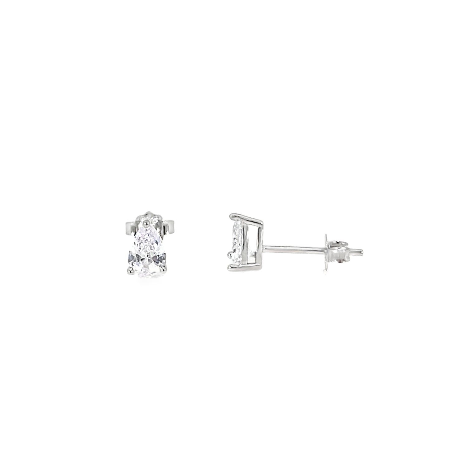 Sterling Silver 4x6mm Pear CZ Earrings