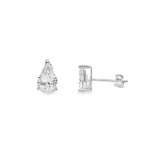 Sterling Silver 6x8mm Pear CZ Earrings