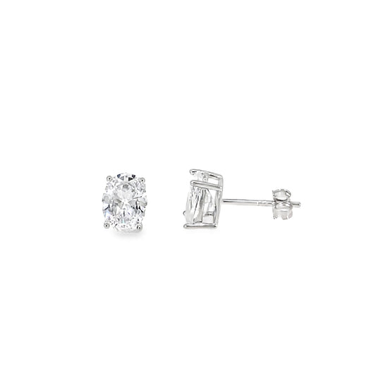 Sterling Silver 6x8mm Oval CZ Earrings