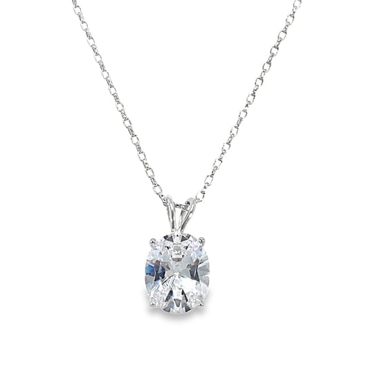 Sterling Silver 8x10mm Oval CZ Pendant