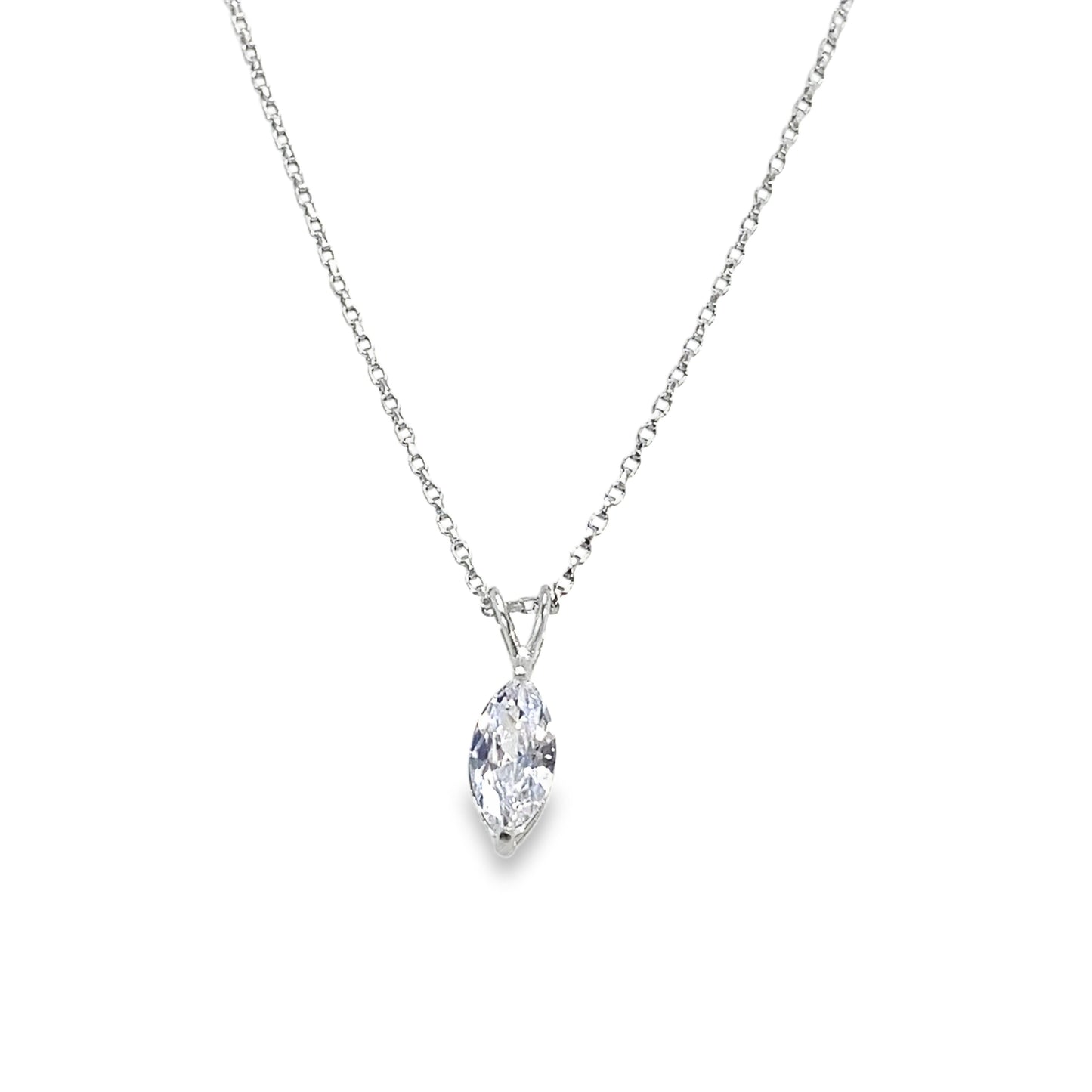 Sterling Silver 5x10mm Marquise CZ Pendant