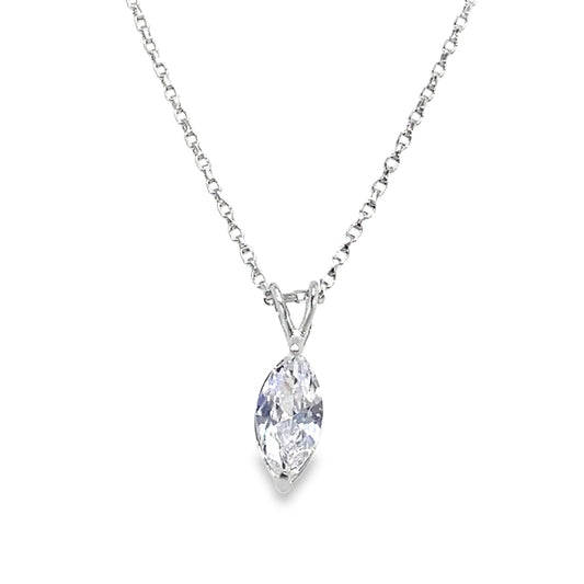 Sterling Silver 5x10mm Marquise CZ Pendant