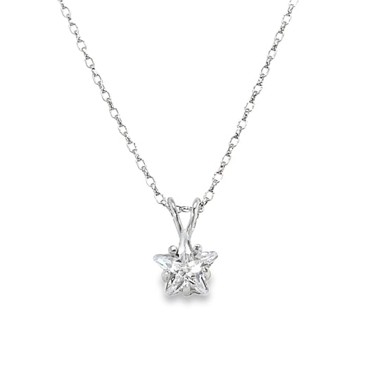 Sterling Silver 7mm Star CZ Pendant