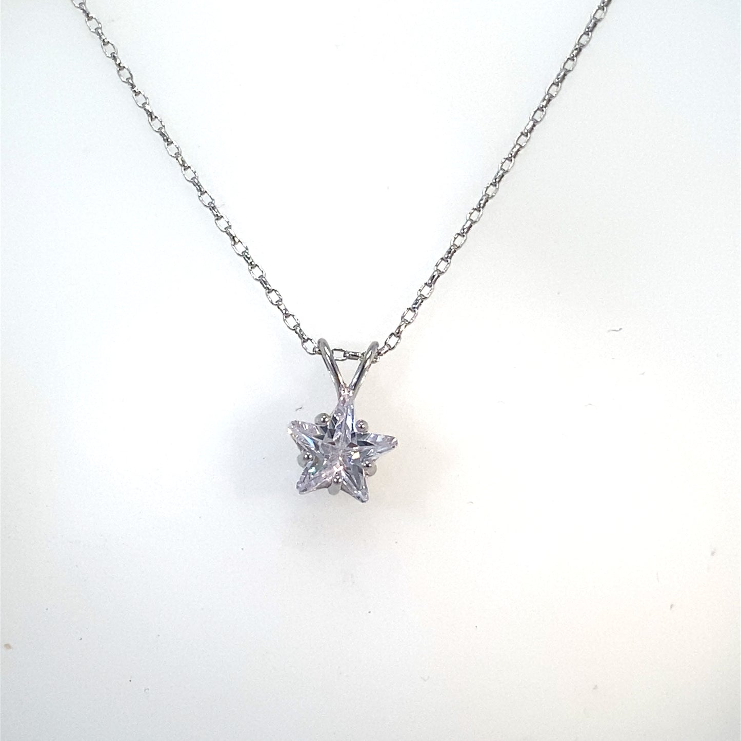 Sterling Silver 8mm Star CZ Pendant
