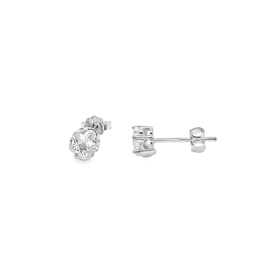 Sterling Silver 5mm Flower CZ Earrings
