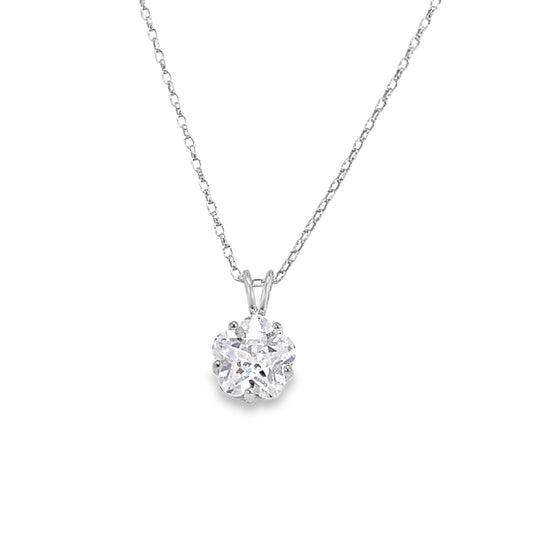 Sterling Silver 8mm Flower CZ Pendant