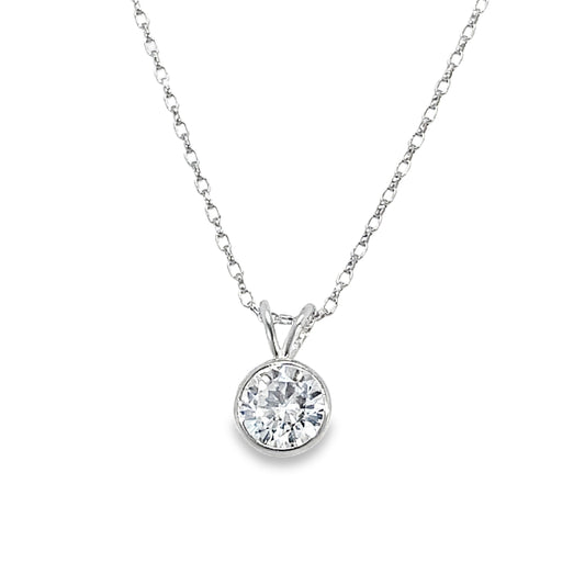 Sterling Silver Rubover Set Round 6mm CZ Pendant