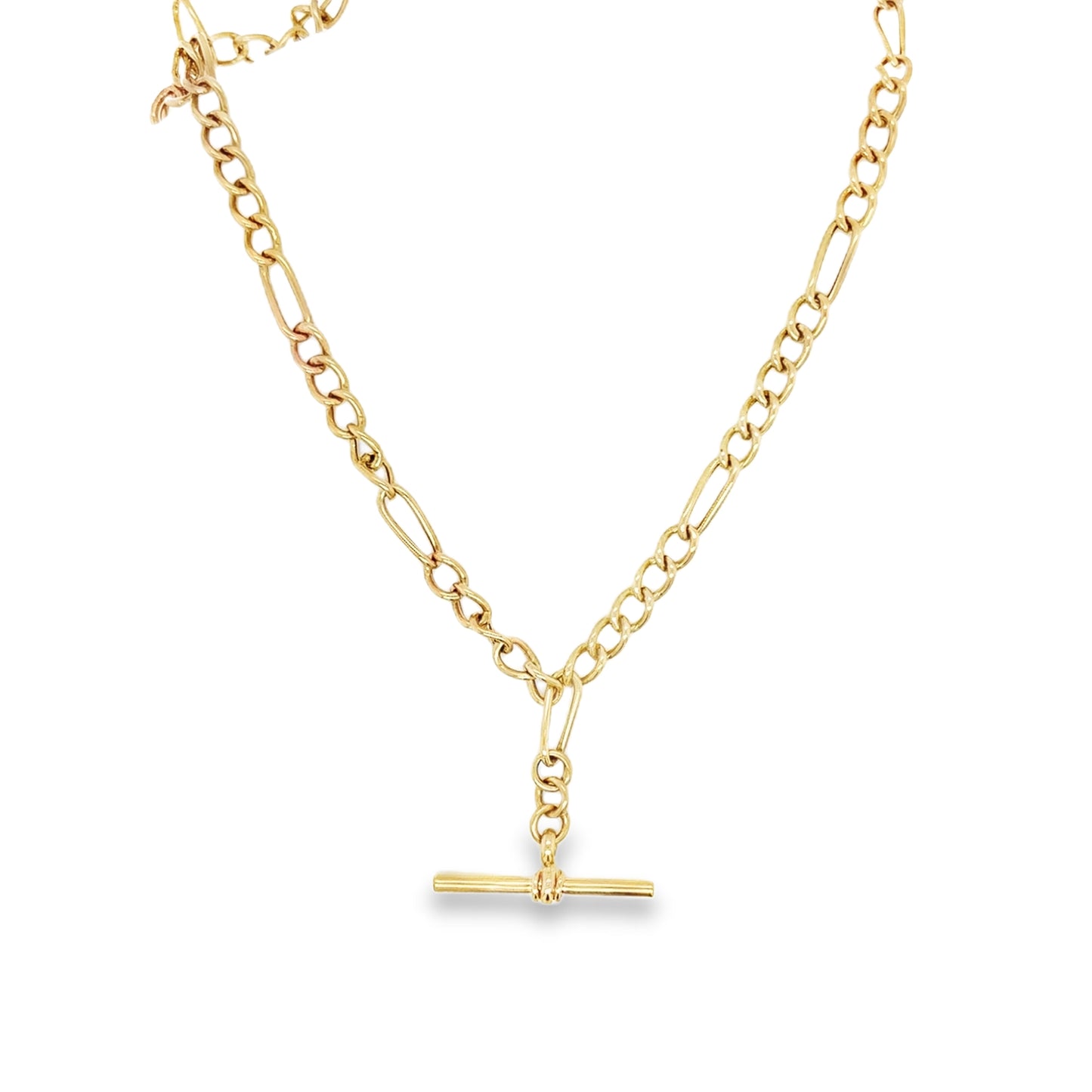 9ct Yellow Gold Figaro T-Bar Necklet