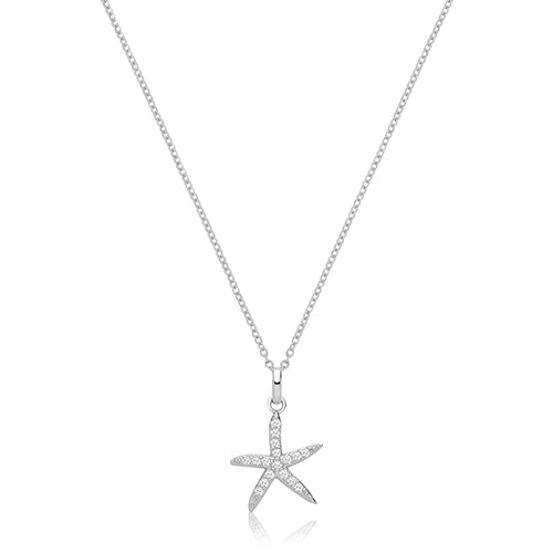Sterling Silver CZ Starfish Necklet