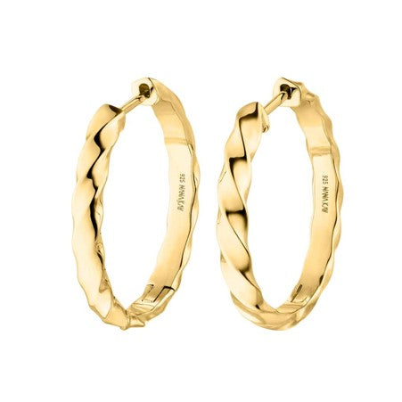 Sterling Silver Gold Plated Twist Hoop Earrings