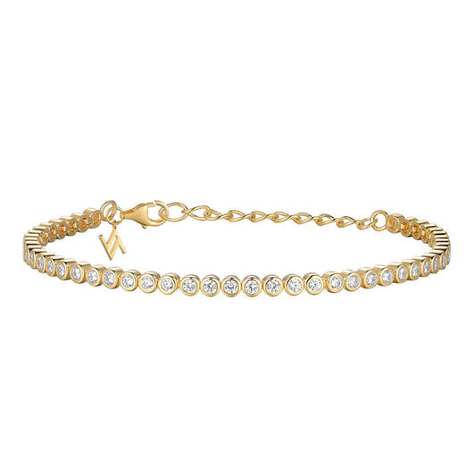 Sterling Silver Gold Plated Rubover 2.5mm CZ Tennis Bracelet