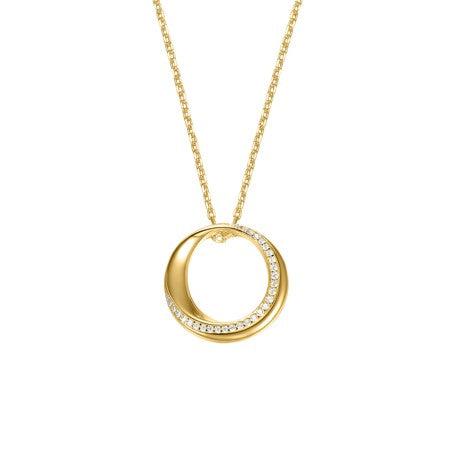 Sterling Silver Gold Plated CZ Open Circle Necklet