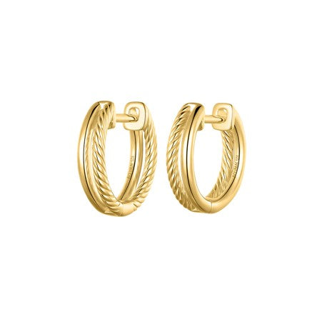 Sterling Silver Gold Plated Woven and Polished Hoop Earrings
