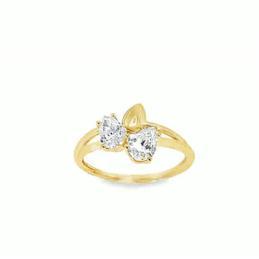9ct CZ & Polished Pear Ring With Open Shoulders