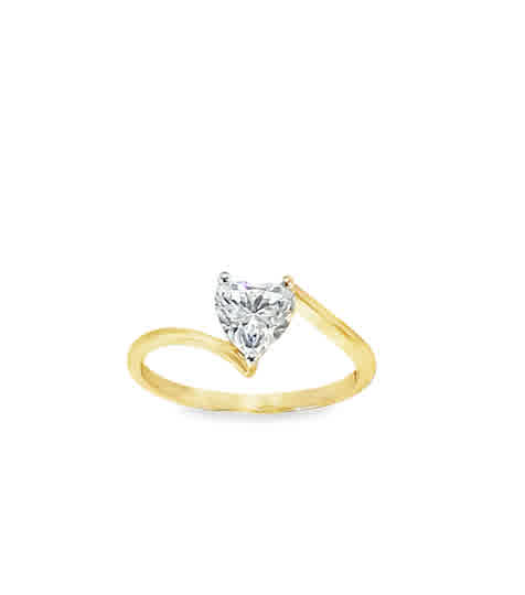 9ct Cubic Zirconia Heart Solitaire Twist Ring