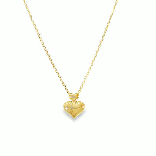 9ct Polished Double Heart Necklet