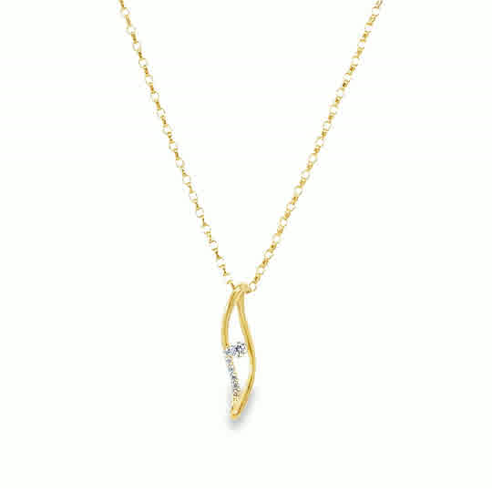 9ct CZ Open Swirl Pendant With Center Stone