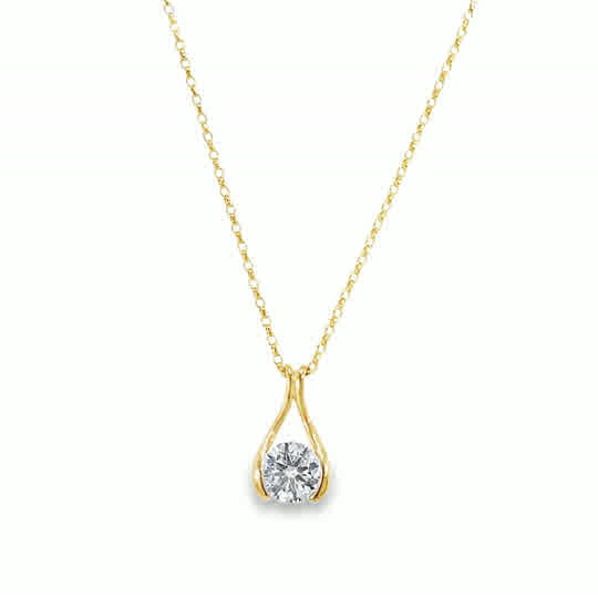 9ct CZ Center Open Wishbone Pendant