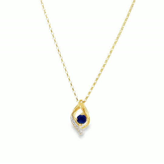 9ct CZ & Sapphire Swirl Pendant