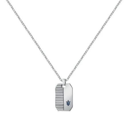 Maserati Stainless Steel Lined & Polished Dog Tag Pendant