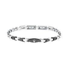 Maserati Stainless Steel & Black Gents Bracelet