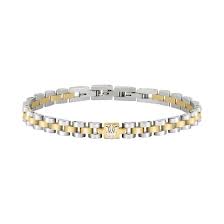 Maserati Stainless Steel & Gold Plated Brick Link Gents Bracelet
