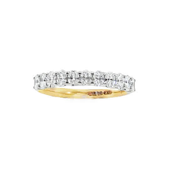 9ct 11 Stone Eternity Oval Cut Cultured Diamond Ring .80ct