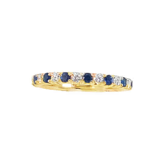 9ct Yellow Gold 15 Stone Sapphire and Diamond Eternity Ring .25ct