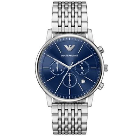 Gents Armani Stainless Steel Minimalist Blue Chronograph Watch 42mm