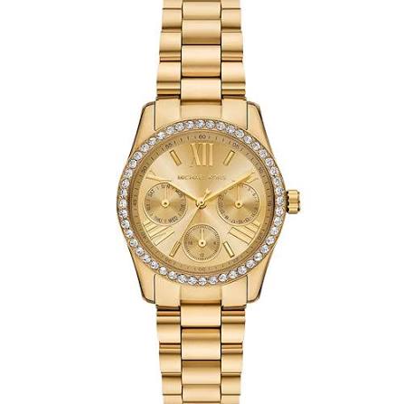 Ladies Rolled Goldl Michael Kors Lexington CZ Bezel With Chronograph Dial