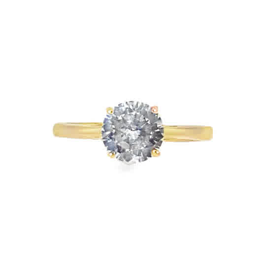 9ct Yellow Gold Round Solitaire Cubic Zirconia Ring