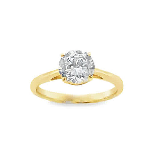 9ct Yellow Gold Round Solitaire Cubic Zirconia Ring