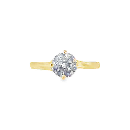 9ct Yellow Gold Round Solitaire Twist Cubic Zirconia Ring