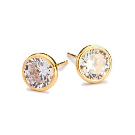9ct 6mm CZ Round Rubover Earrings