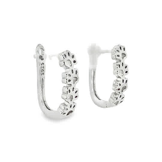 Sterling Silver Earring Drop Paw Print
