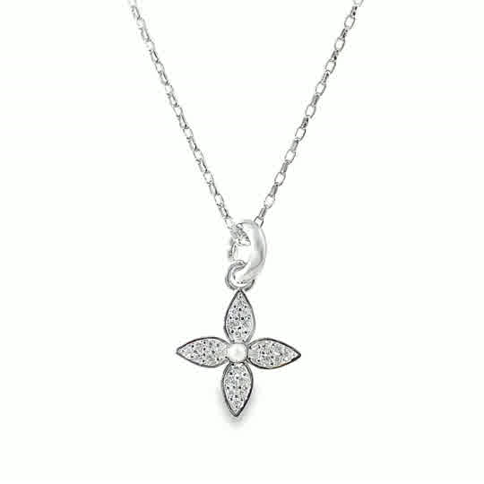 Sterling Silver Cubic Zirconia Leaf Pendant