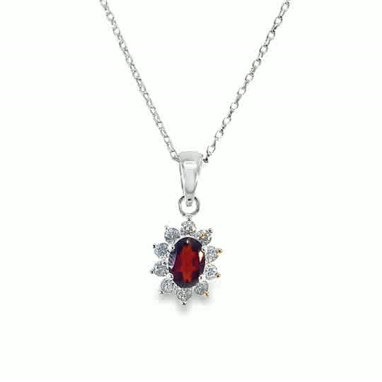Sil Pdant Red/Cz Clus