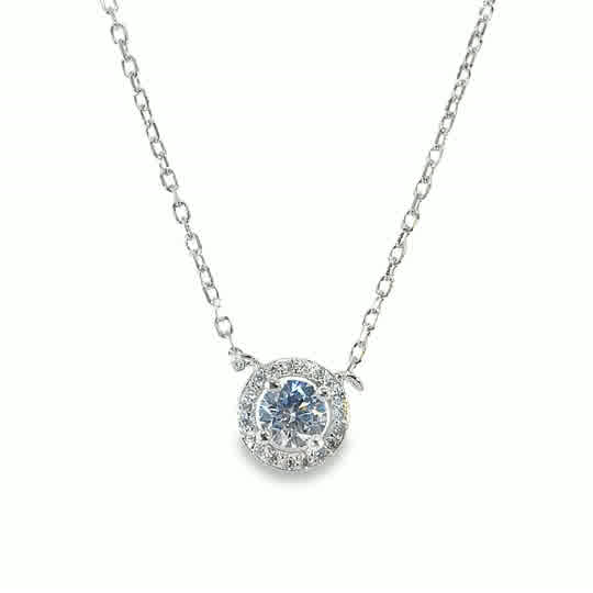 Sterling Silver Round CZ Halo Pendant