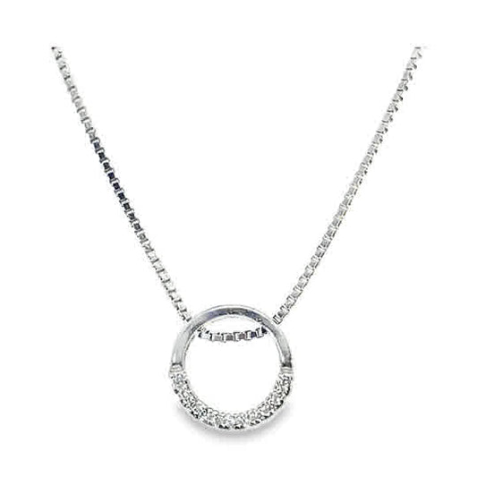 Sterling Silver CZ Open Circle Necklet