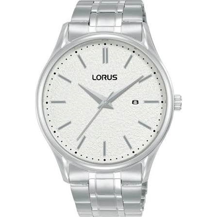 Gents Lorus Round White Dial Date Window