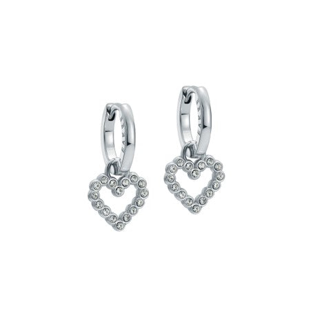 Ted Baker Amora Silver Plated CZ Open Heart Huggie Drop Earrings