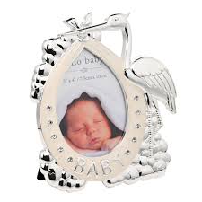 Silver Plated Bambino Hello Baby Stork Frame Christening Gift