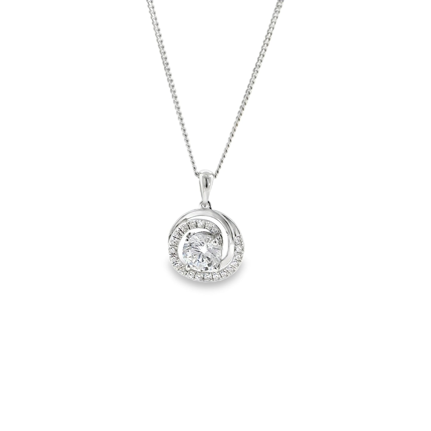 Sterling Silver Round CZ Swirl Pendant