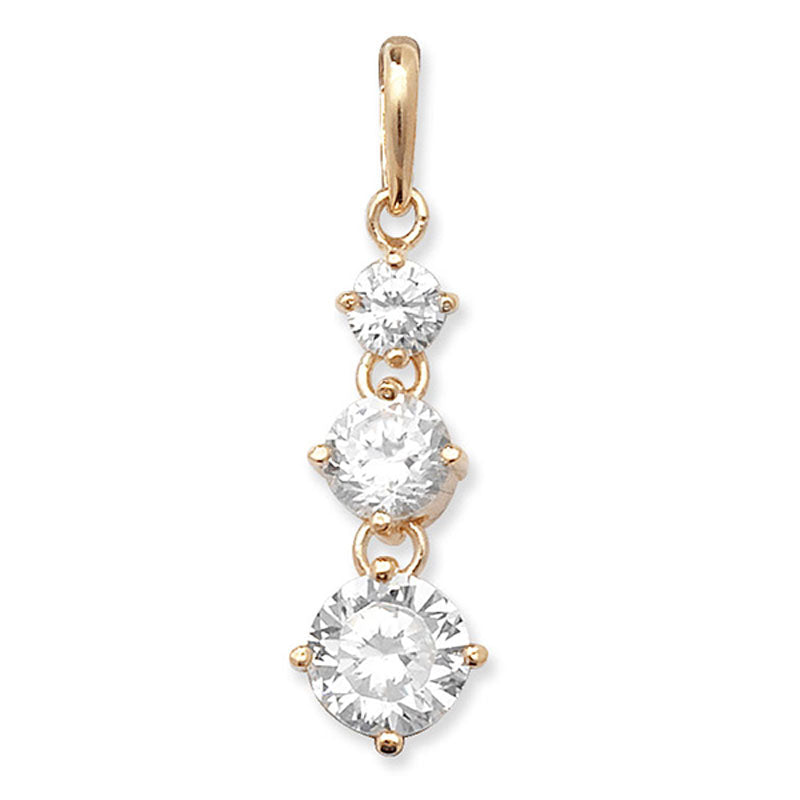 9ct 3 CZ Graduated Drop Pendant
